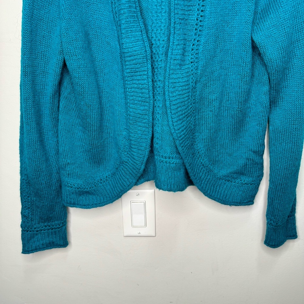 Chico's Blue Wool Mohair Open Front Cardigan Sweater Size Medium - Picture 3 of 10